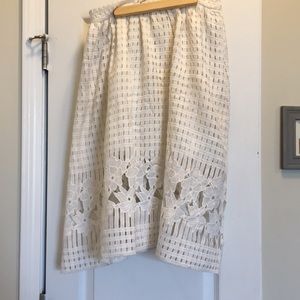 White crochet knit midi skirt size large
